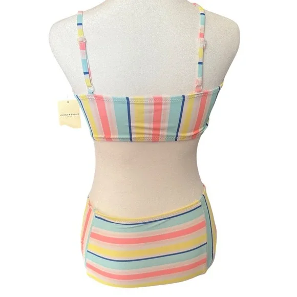 Lucky Brand Girls Striped Bikini Set Blue Tint Multi UPF 50+ Size XL 16 NWT - Picture 8 of 11